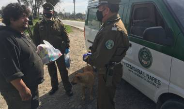  Carabineros entrega kits de alimento a personas en situación de calle en Linares