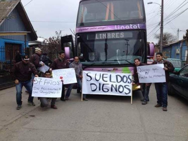 Este lunes se hace efectiva huelga de trabajadores de la empresa de buses Linatal