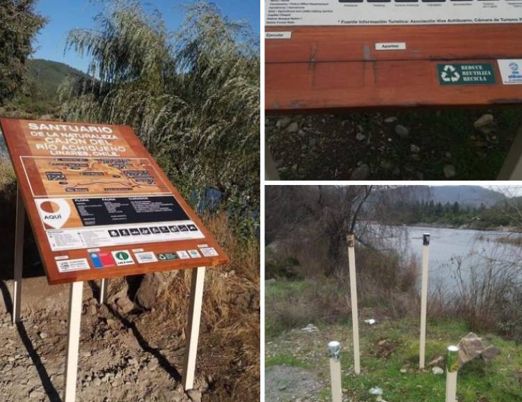 Dañan señalética instalada por el INFOR en el Santuario Achibueno